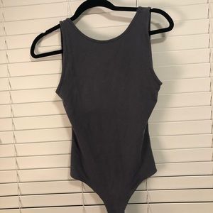 Charcoal basic bodysuit with open back